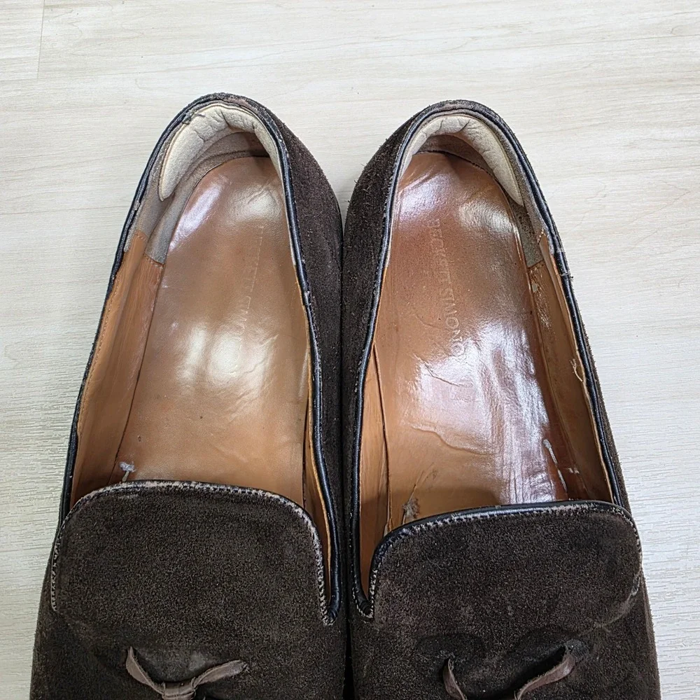Beckett Simonon Mens Dark Brown Suede Tassel Loafers Dress Shoes Size 21